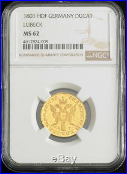 1801, German States, Lubeck (Free City). Gold Ducat Coin. Very Rare! NGC MS-62
