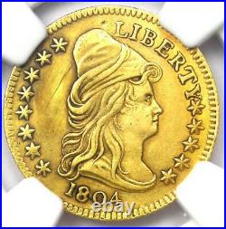 1804 Capped Bust Gold Quarter Eagle $2.50 Coin NGC AU Details Rare Date