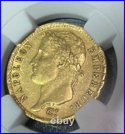 1809 A Napoleon 20 Franc Gold Sovereign-Full Wreath NGC Graded AU 55-Scarce