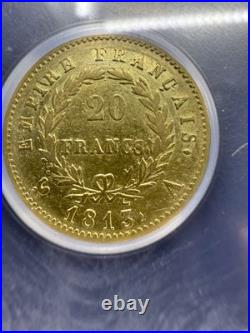 1813-A France 20 Francs Gold Coin Napoleon Bonaparte ICG XF EF 45.1867 AGW