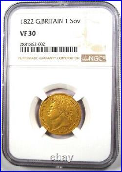 1822 Britain George IV Gold Sovereign Coin 1S Certified NGC VF30 Rare Coin