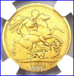 1822 Britain George IV Gold Sovereign Coin 1S Certified NGC VG10 Rare