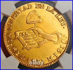 1833, Mexico (1st Republic). Large Gold 8 Escudo Coin. Guanajuato! NGC MS-61