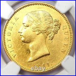 1841-C India Victoria Gold Mohur Coin Certified NGC AU Details Rare Coin