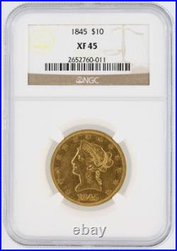 1845 Liberty Head Gold Eagle NGC XF45 $10 Philadelphia Minted Gold Coin 1845 Liberty Head Gold Eagle NGC XF45 $10 Philadelphia Minted Gold Coin
