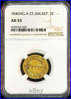 1846 Ng A Gold Guatemala 2 Escudos Central America Republic Cresca Ngc Au 53