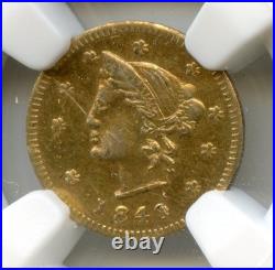 1849 British Columbia / California Fractional Gold $1 / NGC G&L-332 UNC / HR. 6