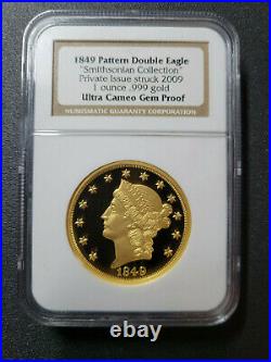 1849 Pattern Double Eagle 1 oz. 999 Gold NGC Gem Proof Ultra Cameo withCase