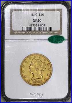 1849 (XF40 CAC) $10 Liberty Head Eagle Gold NGC Graded Coin