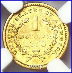 1850 Liberty Gold Dollar Coin G$1 Certified NGC AU Details Rare Date