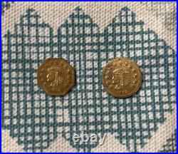 1852 California Gold Fractional 1/2 Indian Bear Round & Octangular Gold Coins