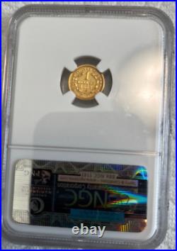 1853 $1 Liberty Head Gold Dollar Coin NGC AU Details mount removed