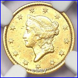 1853 Liberty Gold Dollar G$1 Certified NGC AU Detail Rare Early Gold Coin
