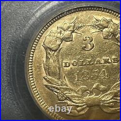 1854 $3 Three Dollar Indian Princess Head GOLD Coin CERTIFIED PCGS AU 53 1854 $3 Three Dollar Indian Princess Head GOLD Coin CERTIFIED PCGS AU 53