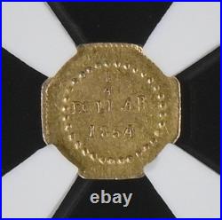 1854 G25C California Fractional Gold / BG-104 NGC MS61 / Better Period One