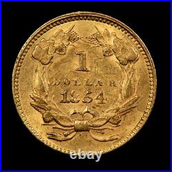1854 G$1 Indian Princess Head Gold Dollar Type 2 NGC AU 58 SKU-G4869