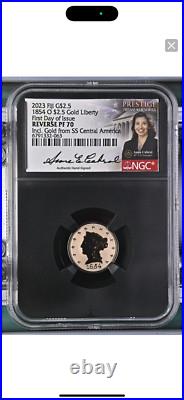 1854-O SS-CENTRAL-AMERICA 2-COIN-GOLD-SET- $2.50 & $3.00/NGC REV PF70/FDI/Cabral