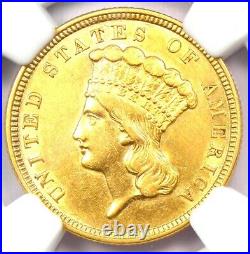 1854 Three Dollar Indian Gold Coin $3 Certified NGC AU Detail Rare Coin