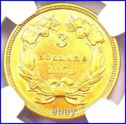 1854 Three Dollar Indian Gold Coin $3 Certified NGC AU Detail Rare Coin