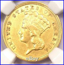 1854 Three Dollar Indian Gold Piece $3 Certified NGC AU Details Rare Coin