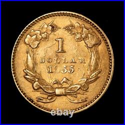 1855 G$1 Indian Princess Gold Dollar Tough Variety Type 2 NGC AU 55 G5006