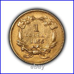 1855 G$1 Indian Princess Gold Dollar Tough Variety Type 2 NGC AU Dets- G5008 1855 G$1 Indian Princess Gold Dollar Tough Variety Type 2 NGC AU Dets- G5008