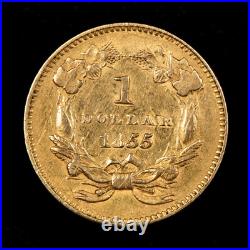 1855 G$1 Indian Princess Gold Dollar Tough Variety Type 2 NGC AU Dets- G5008 1855 G$1 Indian Princess Gold Dollar Tough Variety Type 2 NGC AU Dets- G5008