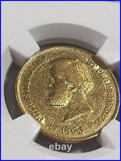 1856 Brazil 10,000 Reis Gold Coin Graded VF 35 by NGC Low Mintage