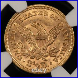 1856 G$2.50 Liberty Head Gold Quarter Eagle NGC MS 62 VIDEO G5782