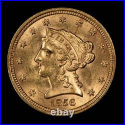 1856 G$2.50 Liberty Head Gold Quarter Eagle NGC MS 62 VIDEO G5782