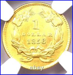 1856 Indian Gold Dollar G$1 Coin Certified NGC Uncirculated Details (UNC MS)