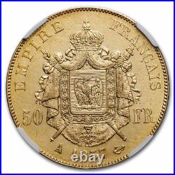 1857-A France Gold 50 Francs Napoleon III AU-55 NGC SKU#280261