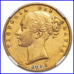 1861 Great Britain Gold Sovereign Victoria Shield AU-50 NGC