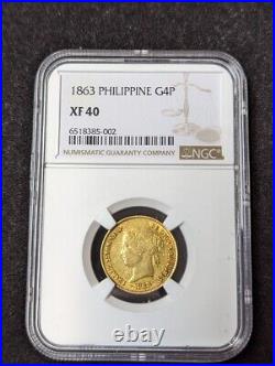1863 Philippine G4P Gold Coin NGC XF 40 6518385-002