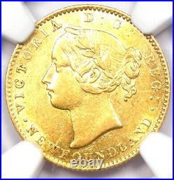 1865 Canada Newfoundland Victoria Gold $2 Coin Certified NGC AU55 Rare