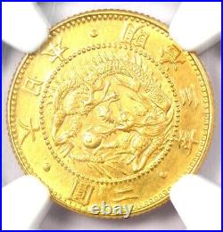 1870 Gold Japan Dragon 2 Yen Gold Coin 2Y M3 NGC Uncirculated Details (UNC MS)