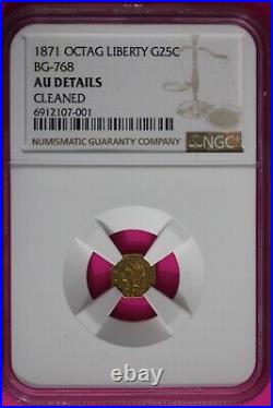 1871 AU Details Cleaned 50 Cents Gold California Fractional Coin NGC Slab 558