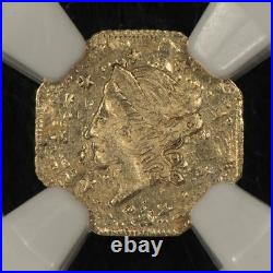 1871 G50c California Fractional Gold Liberty Octagonal BG-912 NGC UNC G6060