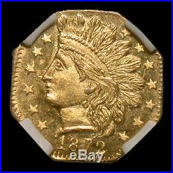 1872 Indian Octagonal 25 Cent Gold MS-64 NGC (BG-791) SKU#201613