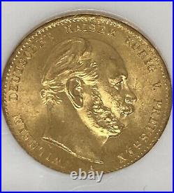 1872a Germany 10m Prussia Gold Coinngc Ms 66