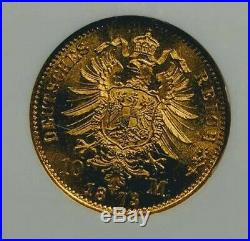 1873 A Germany Prussia Gold 10 Mark NGC MS 65
