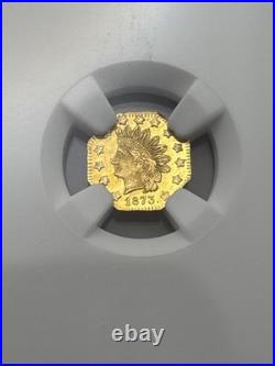 1873 Octagonal Indian Gold 50C BG-942 NGC MS63 Rare Exonumia Coin
