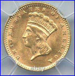 1874 $1 Gold Indian Princess NGC MS63 Trader Bea
