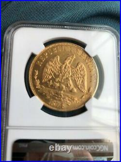1874 MEXICO 20 gold peso coin, Guanajuato mint, MS 60 uncirculated