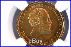 1875, Norway, Oscar II. Gold 5 Specie Daler / 20 Kroner Coin. Gem! NGC MS-65