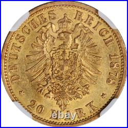 1878 J Germany Gold 20 Mark Hamburg NGC AU58
