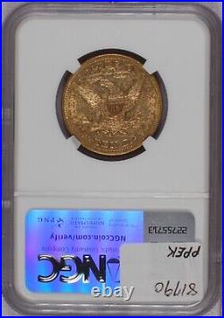 1878-S Gold Liberty Head $10 NGC AU53. Low mintage