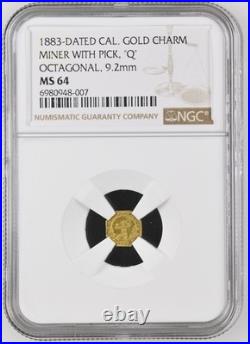 1883 1/4 California Gold, Miner With Pick, Q Oct / Ngc Ms64