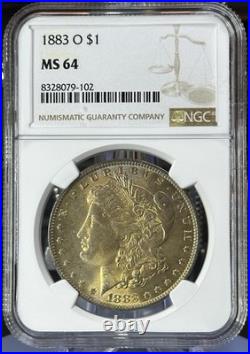 1883 O Morgan Silver Dollar Stunning Gold Toning Toned Ngc Ms64 Toner Coin
