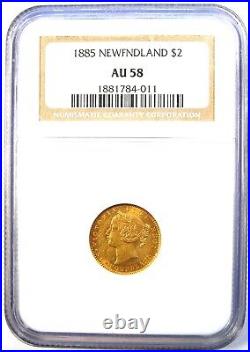 1885 Canada Newfoundland Victoria Gold $2 Coin Certified NGC AU58 Rare